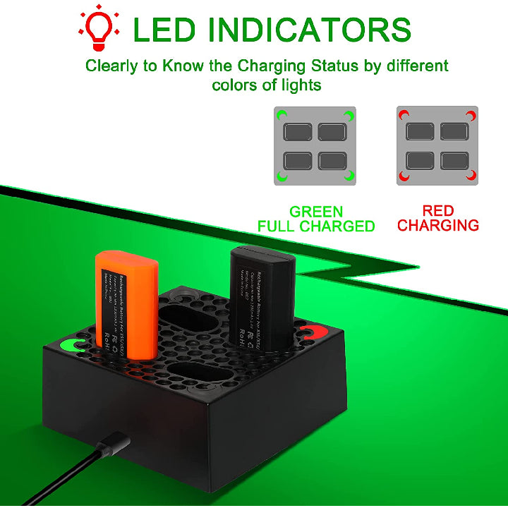 TUNROP Battery Charger for Xbox One Controller Battery Pack,Charger Station with 4x1200mAh Battery for Xbox One Rechargeable Battery Pack,Xbox One Accessories for X|S/Xbox One S/X/Elite Wireless Controller